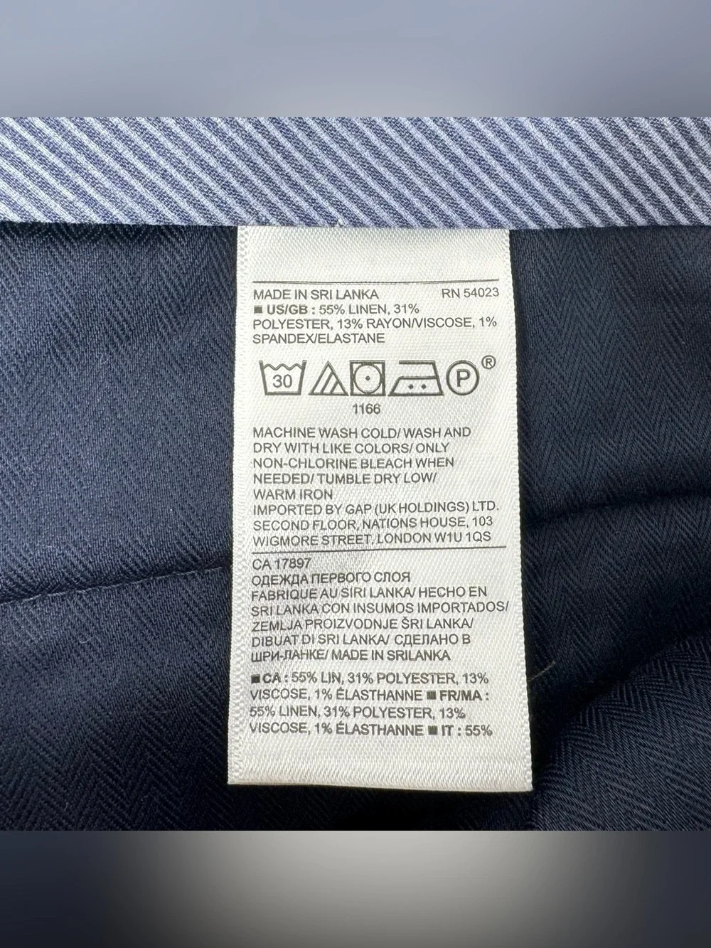 Banana Republic Dress Pants Men's 34x34 Blue Linen Blend Tailored Lightweight